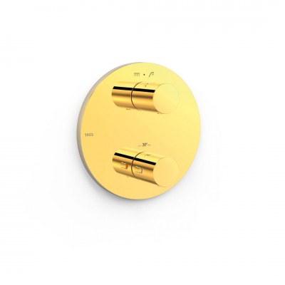 Tres Therm-Box bateria wannowo-prysznicowa termostatyczna podtynkowa złoty połysk 26225001OR