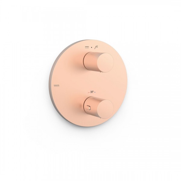 Tres Therm-Box bateria wannowo-prysznicowa termostatyczna podtynkowa złoto różowe mat 26225001OPM