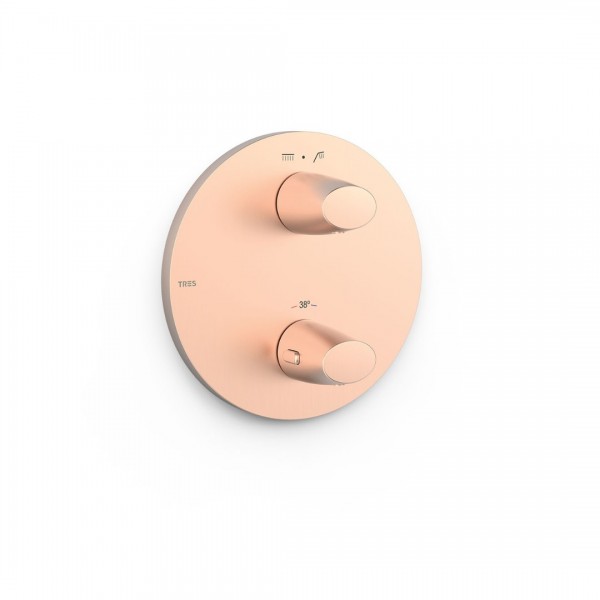Tres Therm-Box bateria wannowo-prysznicowa termostatyczna podtynkowa złoto różowe mat 28125001OPM
