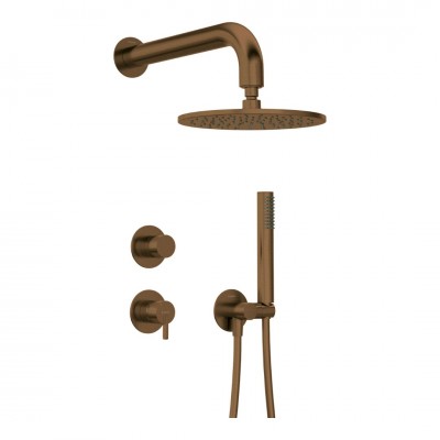 Deante Silia zestaw prysznicowy podtynkowy deszczownica 25 cm brąz szczotkowany NQS_C9YK