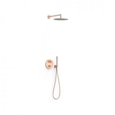 Tres Mont Blanc zestaw prysznicowy termostatyczny podtynkowy deszczownica 30 cm złoto różowe mat 28325002OPM
