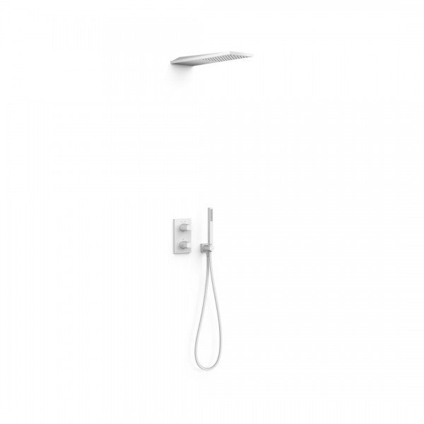 Tres Therm-Box zestaw prysznicowy termostatyczny podtynkowy deszczownica 16x55 cm biały mat 21125005BM