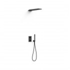 Tres Therm-Box zestaw prysznicowy termostatyczny podtynkowy deszczownica 16x55 cm czarny mat 21125005NM