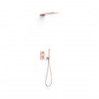 Tres Therm-Box zestaw prysznicowy termostatyczny podtynkowy deszczownica 16x55 cm złoto różowe 21125005OP
