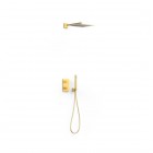 Tres Therm-Box zestaw prysznicowy termostatyczny podtynkowy deszczownica 30 cm złoty połysk 00625004OR
