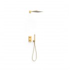 Tres Therm-Box zestaw prysznicowy termostatyczny podtynkowy deszczownica 30 cm złoty mat 00625004OM