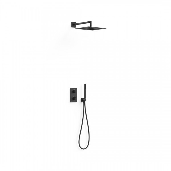 Tres Therm-Box zestaw prysznicowy termostatyczny podtynkowy deszczownica 30 cm czarny mat 21125004NM