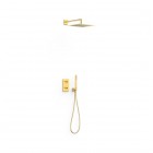 Tres Therm-Box zestaw prysznicowy termostatyczny podtynkowy deszczownica 30 cm złoty połysk 21125004OR