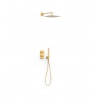 Tres Therm-Box zestaw prysznicowy termostatyczny podtynkowy deszczownica 30 cm złoty mat 21125004OM