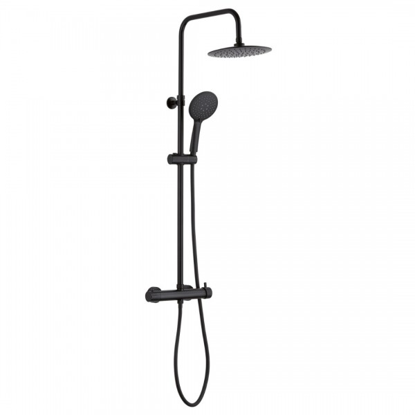 Gedy Zestaw prysznicowy z deszczownicą 22,5 cm ścienny czarny mat GYSC102/CZAR