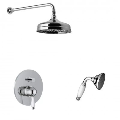 Giulini Giovanni Praga kompletny zestaw prysznicowy deszczownica + słuchawka z uchwytem retro chrom 95ZES20