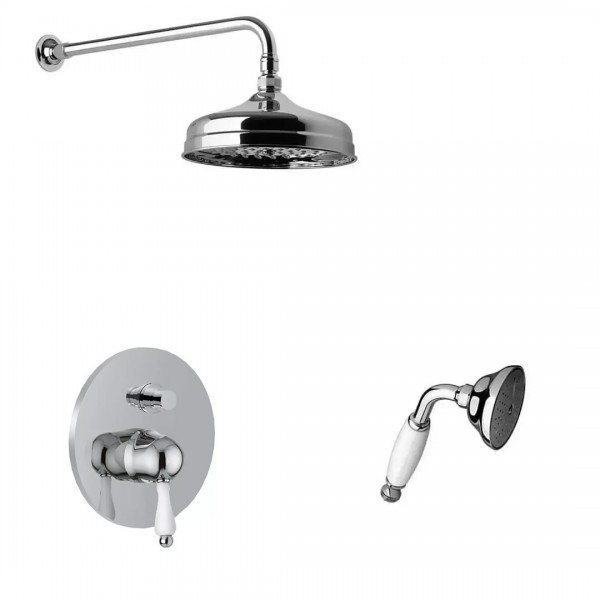 Giulini Giovanni Praga kompletny zestaw prysznicowy deszczownica + słuchawka z uchwytem retro chrom 95ZES20