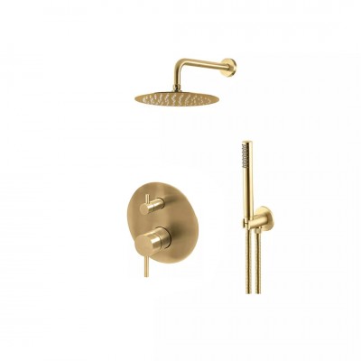 Vema Otago zestaw prysznicowy podtynkowy deszczownica 30 cm złoty szczotkowany 57484