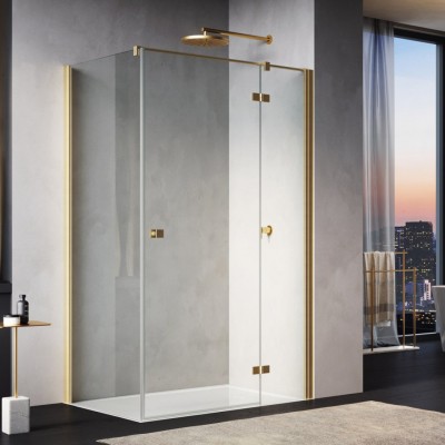 Ronal Annea kabina prysznicowa kwadratowa 75 cm prawa złoto szczotkowane 65937