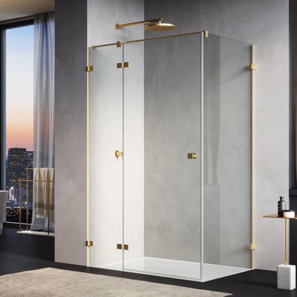 Sanswiss Annea kabina prysznicowa kwadratowa 75 cm lewa złoto szczotkowane 65942