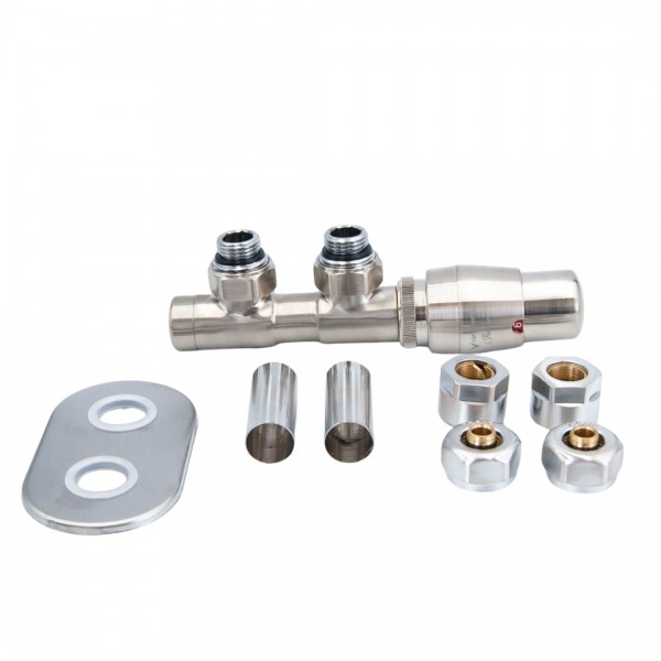 Vario Term Twins All in One zestaw zaworów termostatyczny nikiel szlifowany prawy ATSGS0208CFK/P(PEX)