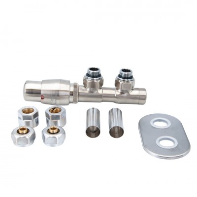 Vario Term Twins All in One zestaw zaworów termostatyczny nikiel szlifowany lewy ATSGS0208CFK/L(PEX)