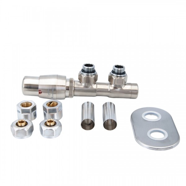 Vario Term Twins All in One zestaw zaworów termostatyczny nikiel szlifowany lewy ATSGS0208CFK/L(PEX)