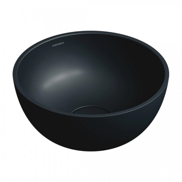Omnires Shell M+ umywalka nablatowa okrągła 35 cm czarny lava mat SHELL350UNBLV