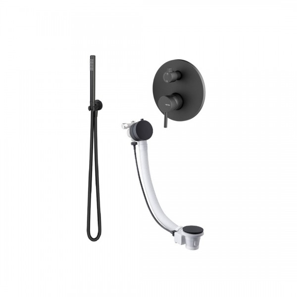 Vema Maira zestaw wannowy podtynkowy przelew 55 cm czarny mat MAIPRZ55/CZAR