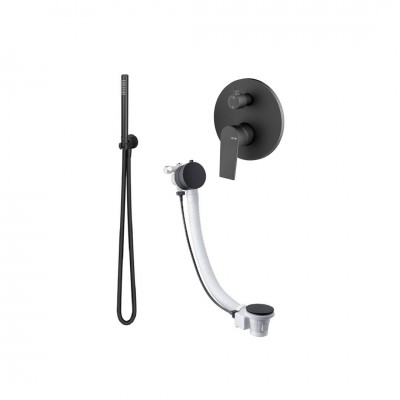 Vema Timea zestaw wannowy podtynkowy przelew 55 cm czarny mat TIMPRZ55/CZAR