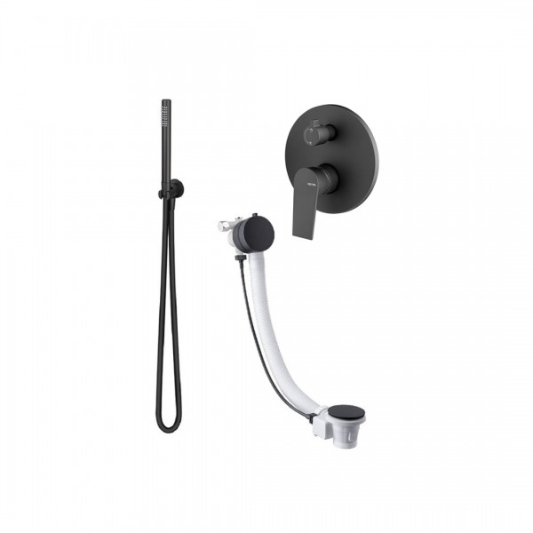 Vema Timea zestaw wannowy podtynkowy przelew 55 cm czarny mat TIMPRZ55/CZAR