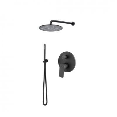 Vema Slate zestaw prysznicowy podtynkowy deszczownica 20 cm czarny mat SLAZES20/CZAR