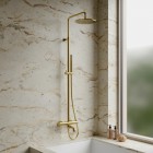 Omnires Y zestaw wannowy ścienny termostatyczny deszczownica 25 cm złoty szczotkowany Y1234GLB