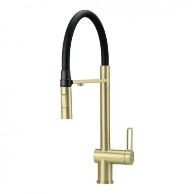 Deante Magnetic bateria kuchenna z wyciąganą wylewką z podłączeniem do filtra wody złoty szczotkowany BRM_R75M