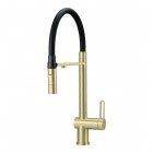 Deante Magnetic bateria kuchenna z wyciąganą wylewką z podłączeniem do filtra wody złoty szczotkowany BRM_R75M