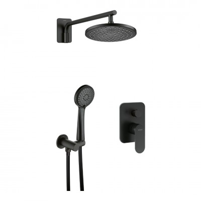 Deante Alpinia zestaw prysznicowy podtynkowy deszczownica 20,1 cm czarny mat NAC_N9ER