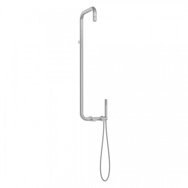 Deante Silia Hexa zestaw prysznicowy z deszczownicą ścienny stal szczotkowana NHS_F4XM