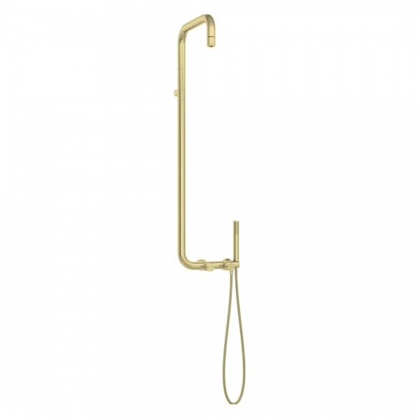 Deante Silia Hexa zestaw prysznicowy z deszczownicą ścienny złoty szczotkowany NHS_R4XM