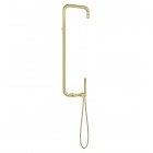 Deante Silia Hexa zestaw prysznicowy z deszczownicą ścienny złoty szczotkowany NHS_R4XM
