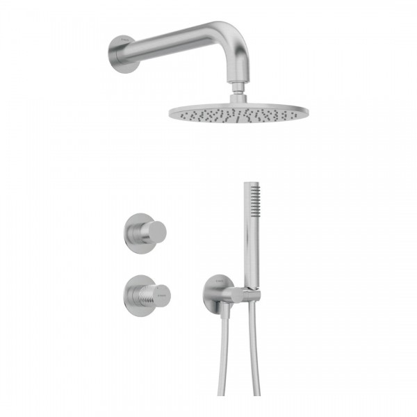 Deante Silia Hexa zestaw prysznicowy podtynkowy deszczownica 25 cm stal szczotkowana NHS_F9YK