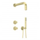 Deante Silia Hexa zestaw prysznicowy podtynkowy z deszczownicą złoty szczotkowany NHS_R9XK