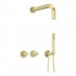 Deante Silia Hexa zestaw prysznicowy podtynkowy z deszczownicą złoty szczotkowany NHS_R0XK