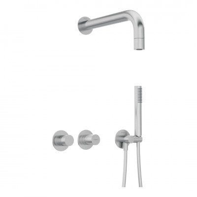 Deante Silia Hexa zestaw prysznicowy podtynkowy z deszczownicą stal szczotkowana NHS_F0XK
