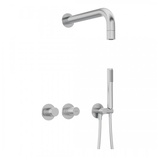 Deante Silia Hexa zestaw prysznicowy podtynkowy z deszczownicą stal szczotkowana NHS_F0XK