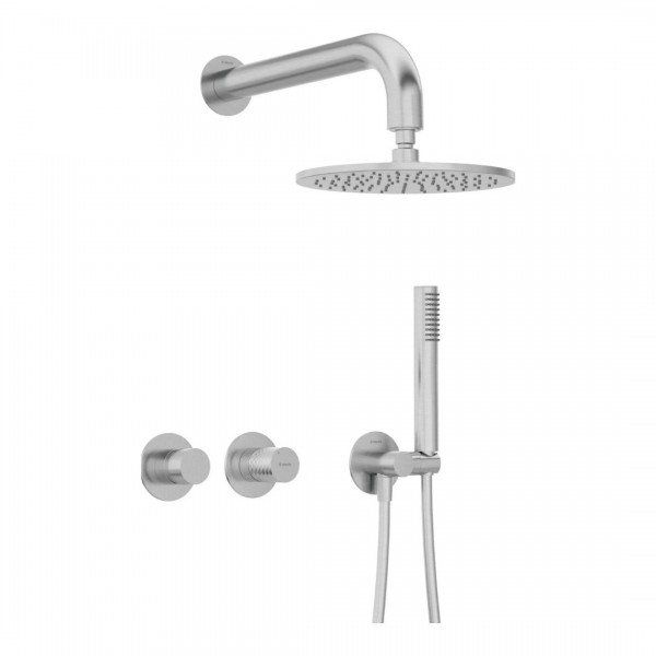 Deante Silia Hexa zestaw prysznicowy podtynkowy deszczownica 25 cm stal szczotkowana NHS_F0YK