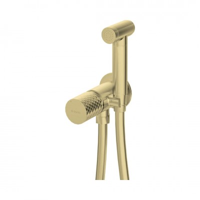 Deante Silia Hexa bateria bidetowa podtynkowa ze słuchawką typu bidetta złoty szczotkowany BHS_R34M