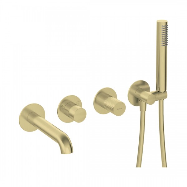 Deante Silia Hexa bateria wannowa 4-otworowa podtynkowa złoty szczotkowany BHS_R18P