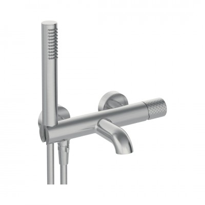 Deante Silia Hexa bateria wannowa ścienna stal szczotkowana BHS_F11M