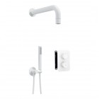 Deante Box zestaw prysznicowy podtynkowy termostatyczny z deszczownicą 25 cm biały mat BXYZAEBT