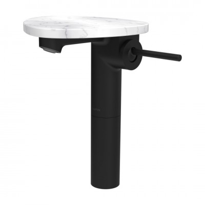 Laufen Ada bateria umywalkowa stojąca wysoka czarny mat/biały marmur HF506714515060