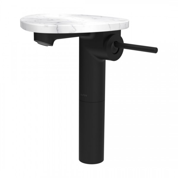 Laufen Ada bateria umywalkowa stojąca wysoka czarny mat/biały marmur HF506714515060