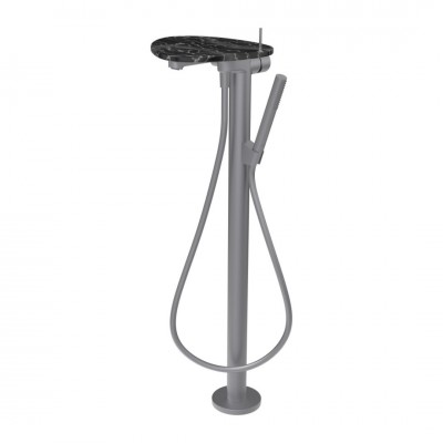 Laufen Ada bateria wannowa wolnostojąca stal/czarny marmur HF506781506060