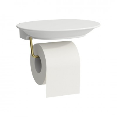 Laufen The New Classic uchwyt na papier wiszący biały mat/złoty mat H8738537660001