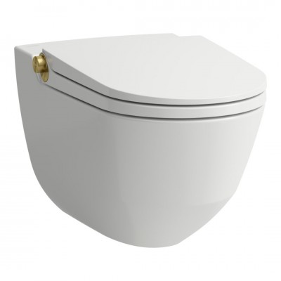 Laufen Riva miska WC wisząca myjąca z deską wolnoopadającą biała z powłoką LCC H8206914010001