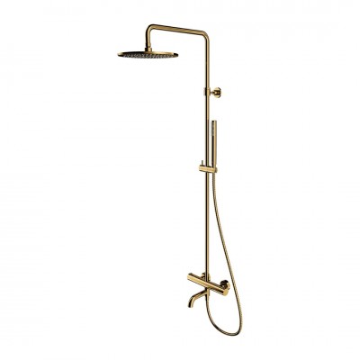 Omnires Y zestaw wannowy ścienny termostatyczny deszczownica 25 cm złoty połysk Y1234GL